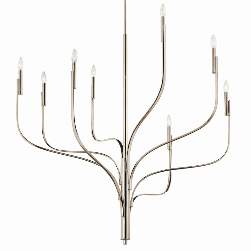 Kichler 52675PN Eight Light Chandelier, Polished Nickel