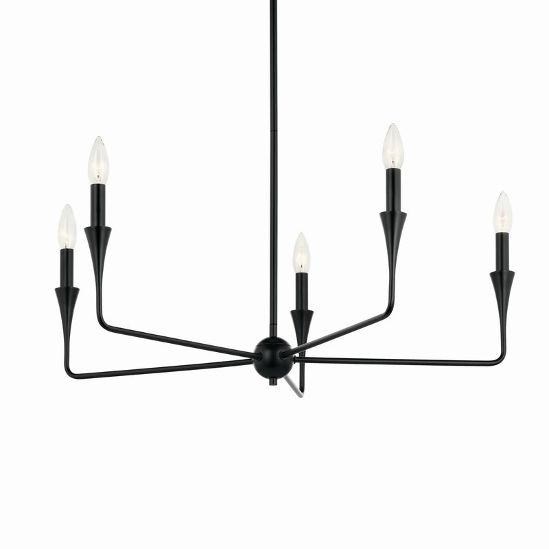 Kichler 52689BK Five Light Chandelier, Black