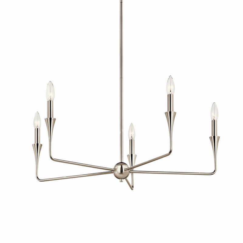Kichler 52689PN Five Light Chandelier, Polished Nickel