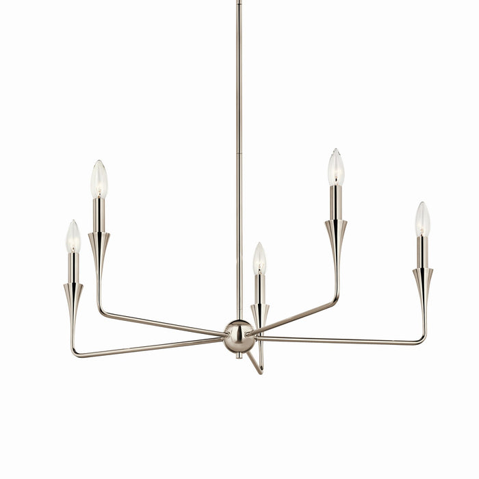 Kichler 52689PN Five Light Chandelier, Polished Nickel