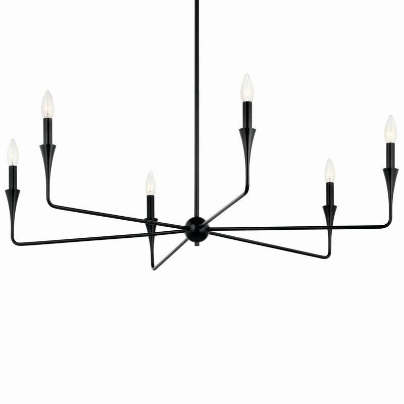 Kichler 52690BK Six Light Chandelier, Black