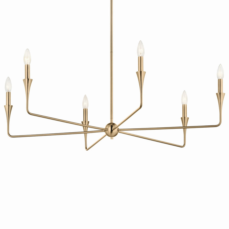Kichler 52690CPZ Six Light Chandelier, Champagne Bronze