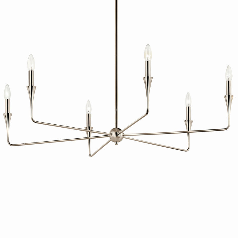 Kichler 52690PN Six Light Chandelier, Polished Nickel