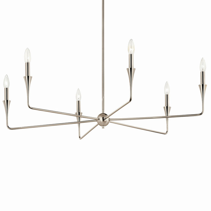 Kichler 52690PN Six Light Chandelier, Polished Nickel
