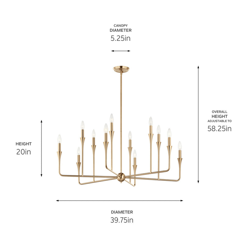 Kichler 52692CPZ 12 Light Chandelier, Champagne Bronze