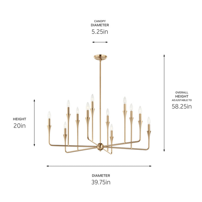Kichler 52692CPZ 12 Light Chandelier, Champagne Bronze