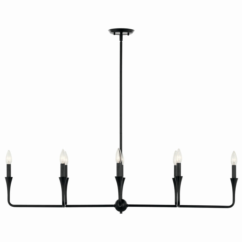 Kichler 52693BK Eight Light Linear Chandelier, Black