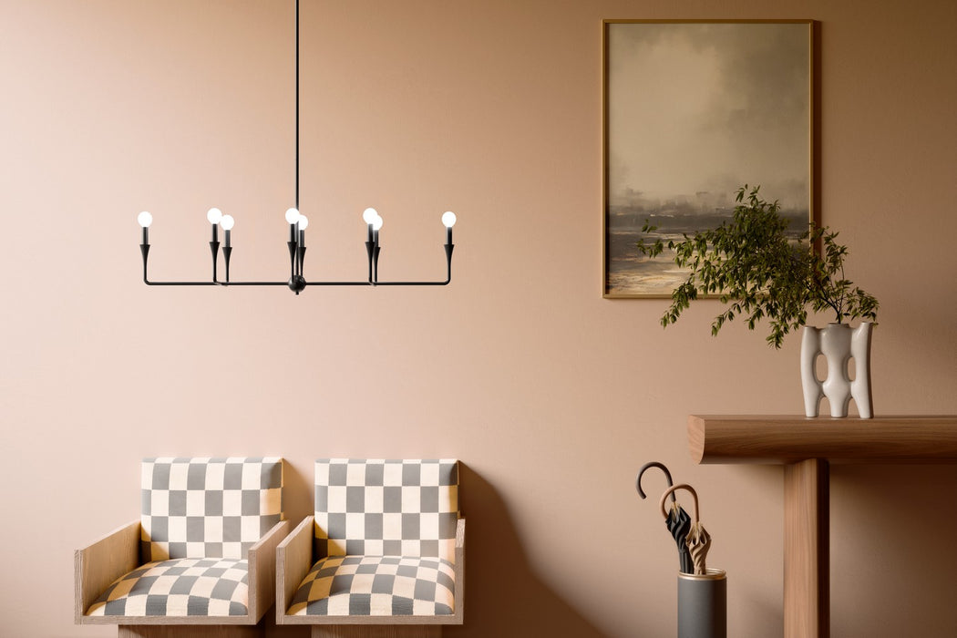Kichler 52693BK Eight Light Linear Chandelier, Black