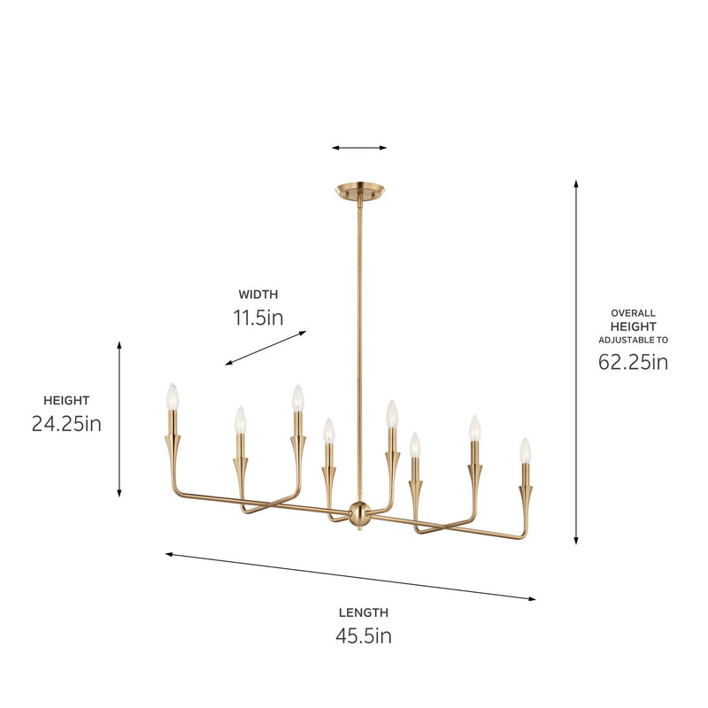 Kichler 52693CPZ Eight Light Linear Chandelier, Champagne Bronze