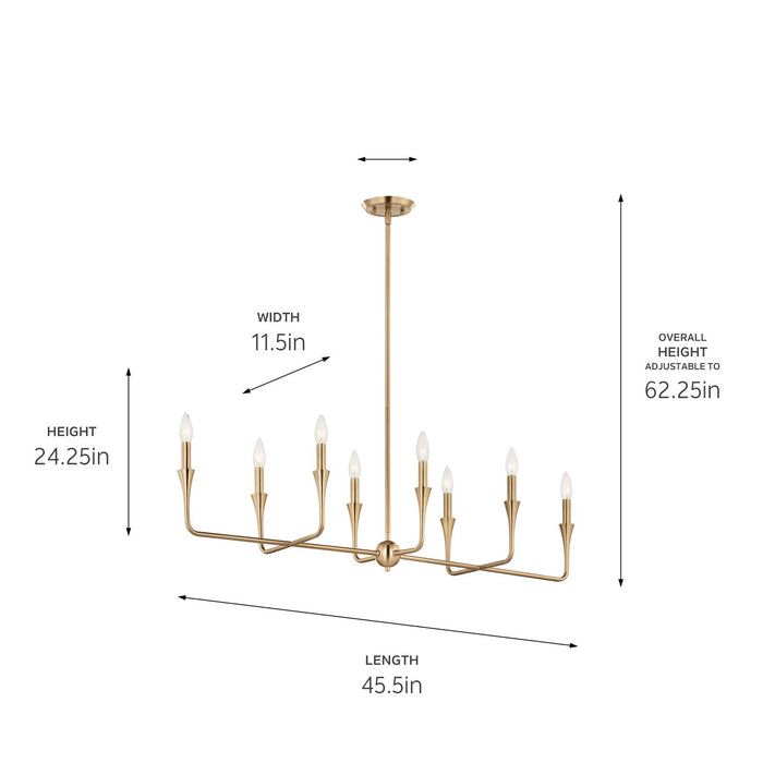 Kichler 52693CPZ Eight Light Linear Chandelier, Champagne Bronze