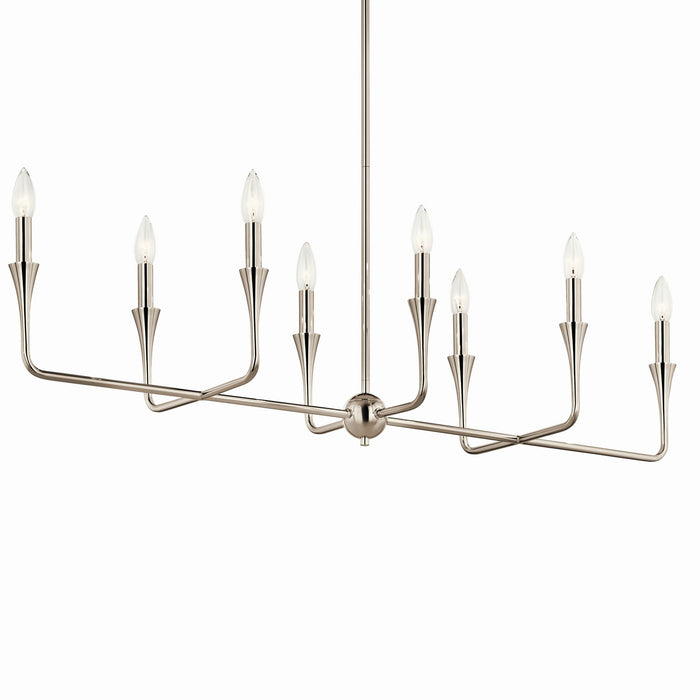 Kichler 52693PN Eight Light Linear Chandelier, Polished Nickel