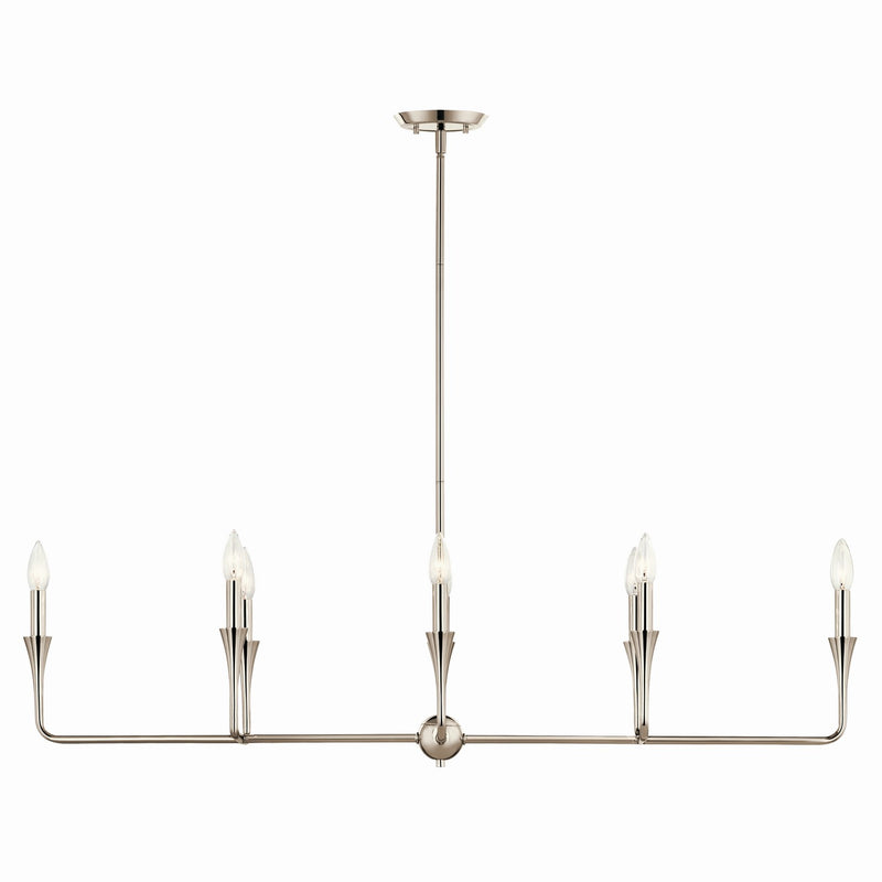 Kichler 52693PN Eight Light Linear Chandelier, Polished Nickel