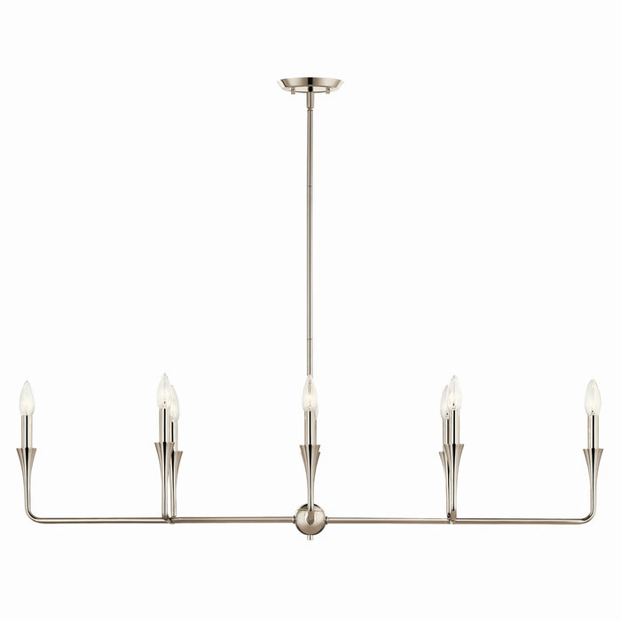 Kichler 52693PN Eight Light Linear Chandelier, Polished Nickel