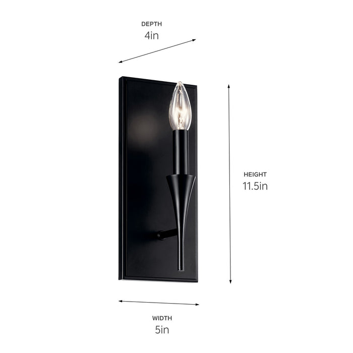 Kichler 52694BK One Light Wall Sconce, Black