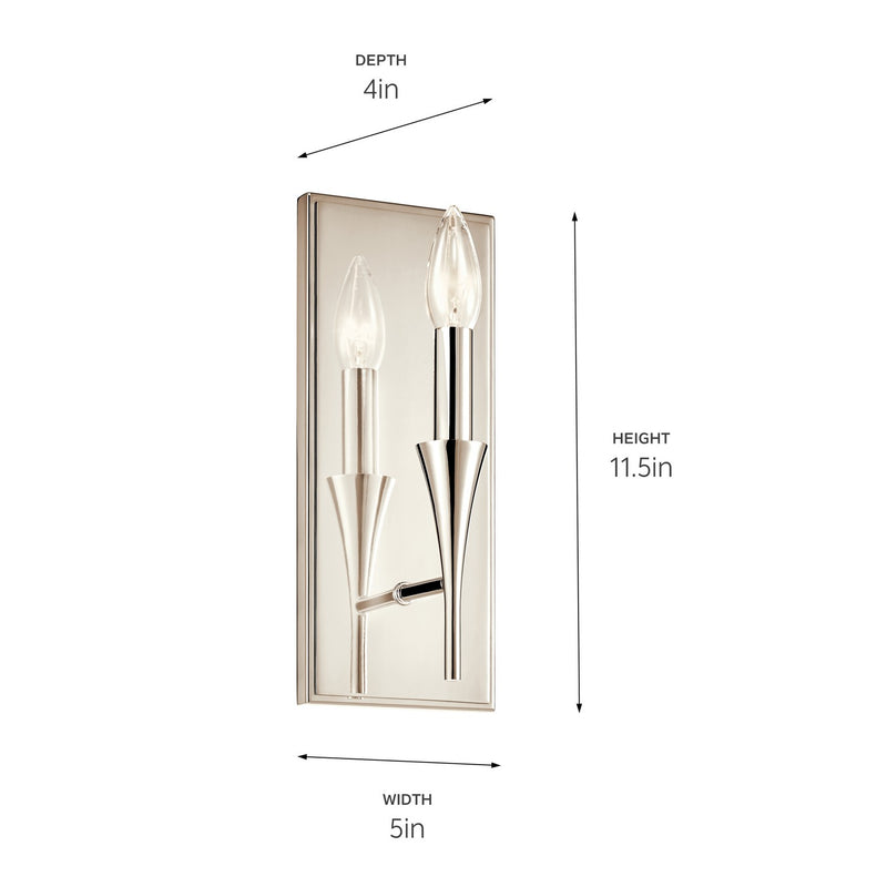 Kichler 52694PN One Light Wall Sconce, Polished Nickel