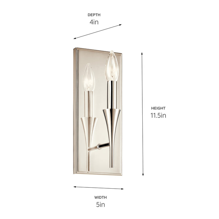 Kichler 52694PN One Light Wall Sconce, Polished Nickel