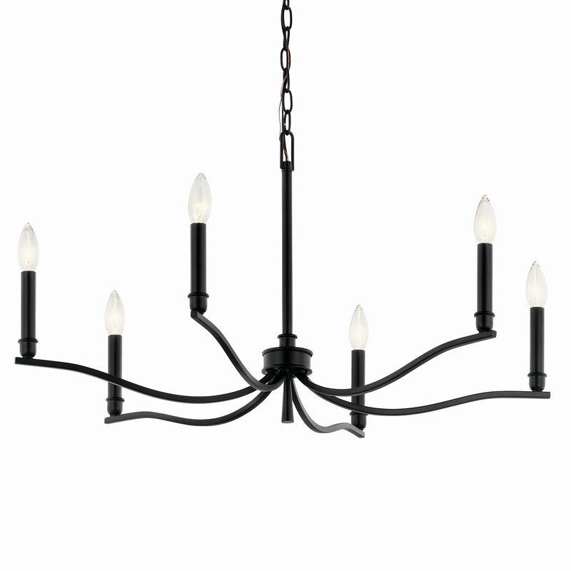 Kichler 52695BK Six Light Chandelier, Black