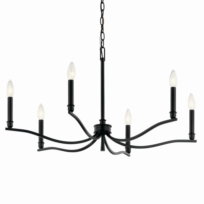 Kichler 52695BK Six Light Chandelier, Black