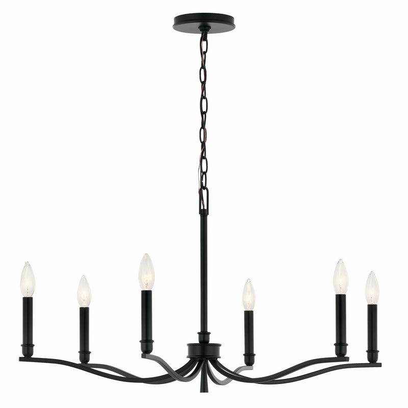 Kichler 52695BK Six Light Chandelier, Black