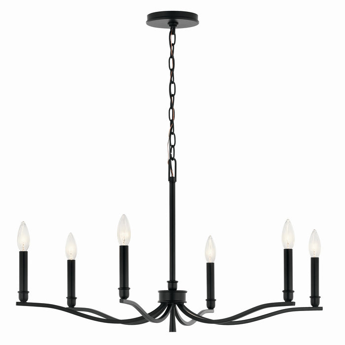Kichler 52695BK Six Light Chandelier, Black