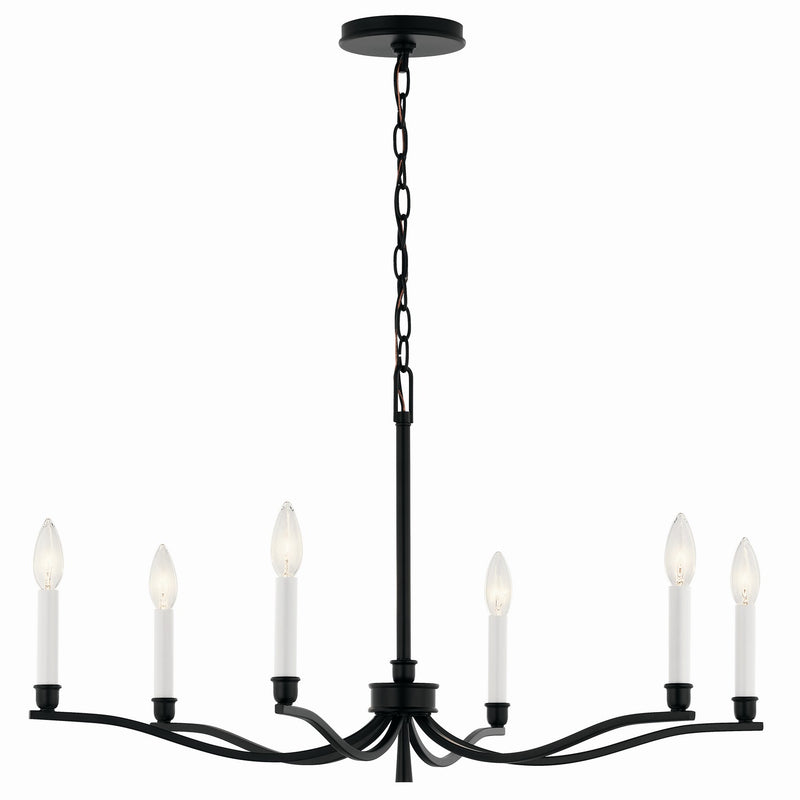 Kichler 52695BK Six Light Chandelier, Black