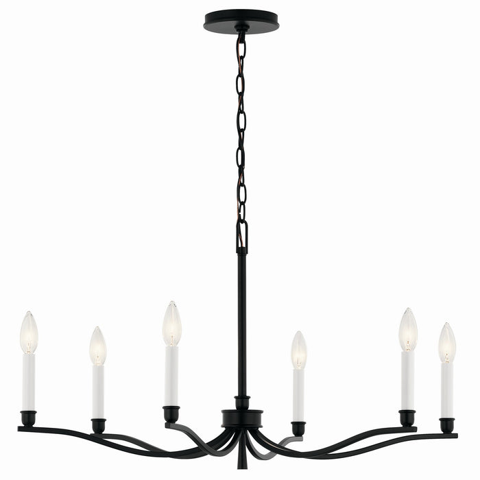 Kichler 52695BK Six Light Chandelier, Black