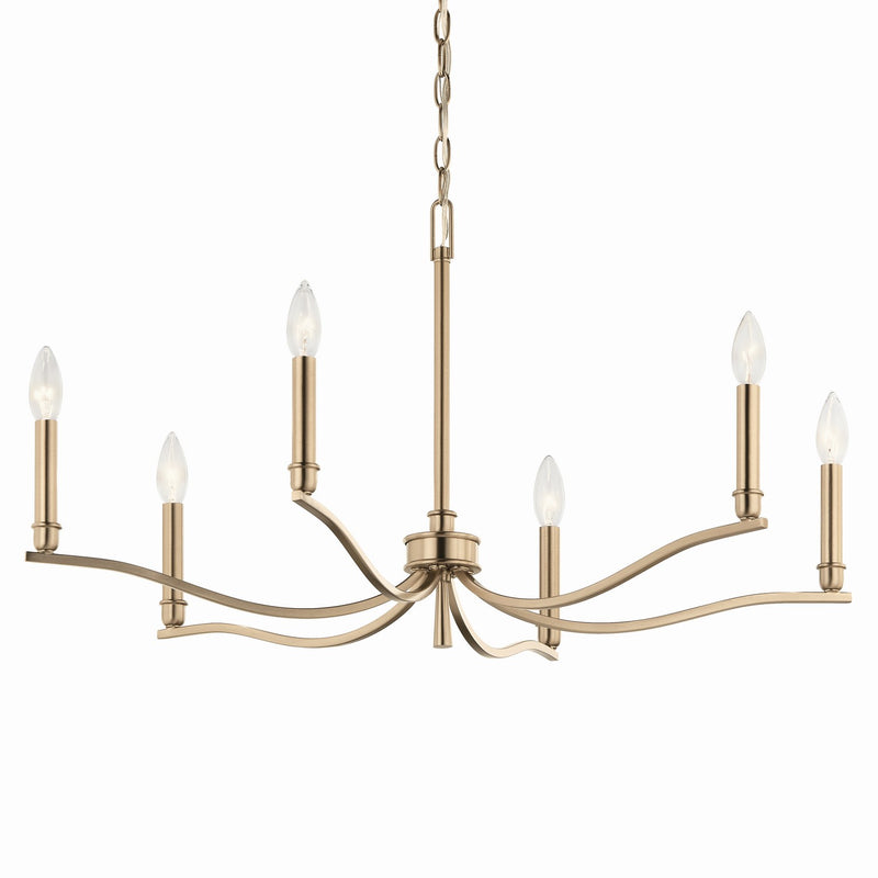 Kichler 52695CPZ Six Light Chandelier, Champagne Bronze