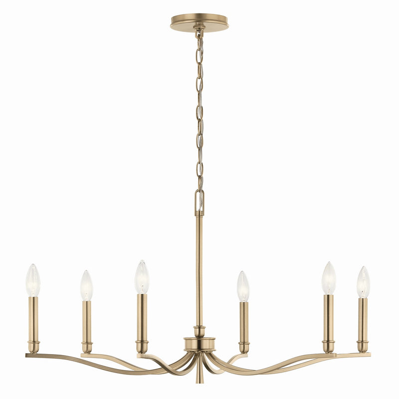 Kichler 52695CPZ Six Light Chandelier, Champagne Bronze