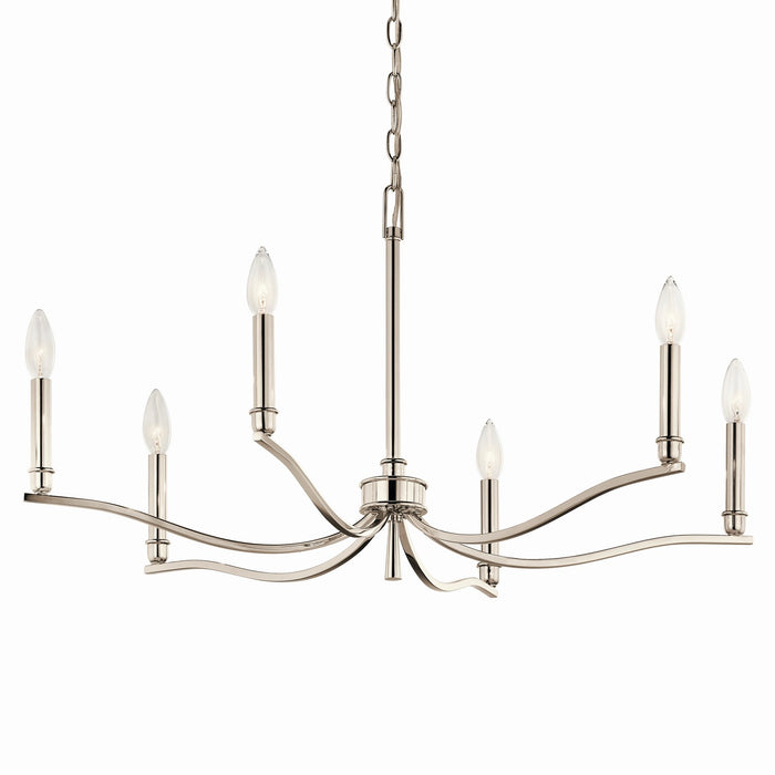 Kichler 52695PN Six Light Chandelier, Polished Nickel