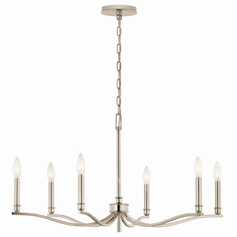 Kichler 52695PN Six Light Chandelier, Polished Nickel