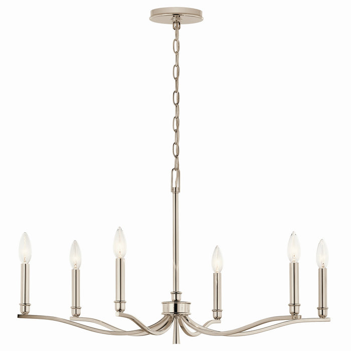 Kichler 52695PN Six Light Chandelier, Polished Nickel