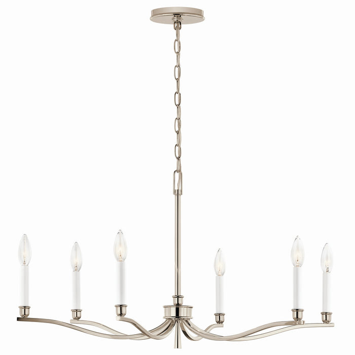 Kichler 52695PN Six Light Chandelier, Polished Nickel