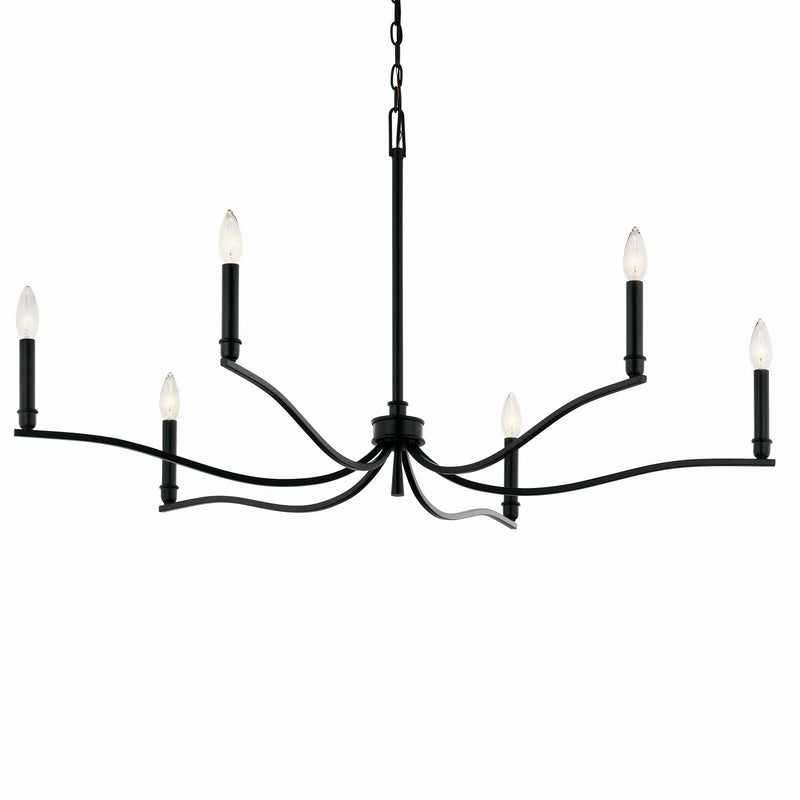 Kichler 52696BK Six Light Chandelier, Black