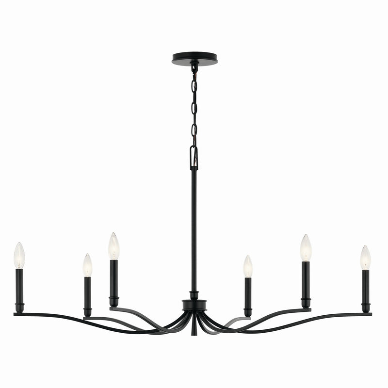 Kichler 52696BK Six Light Chandelier, Black