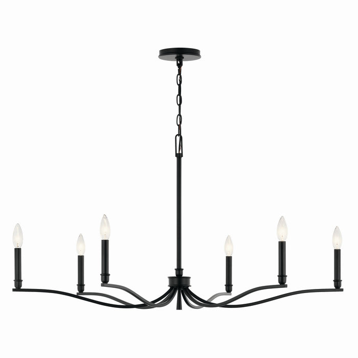 Kichler 52696BK Six Light Chandelier, Black
