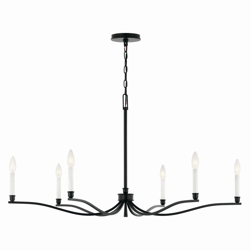Kichler 52696BK Six Light Chandelier, Black