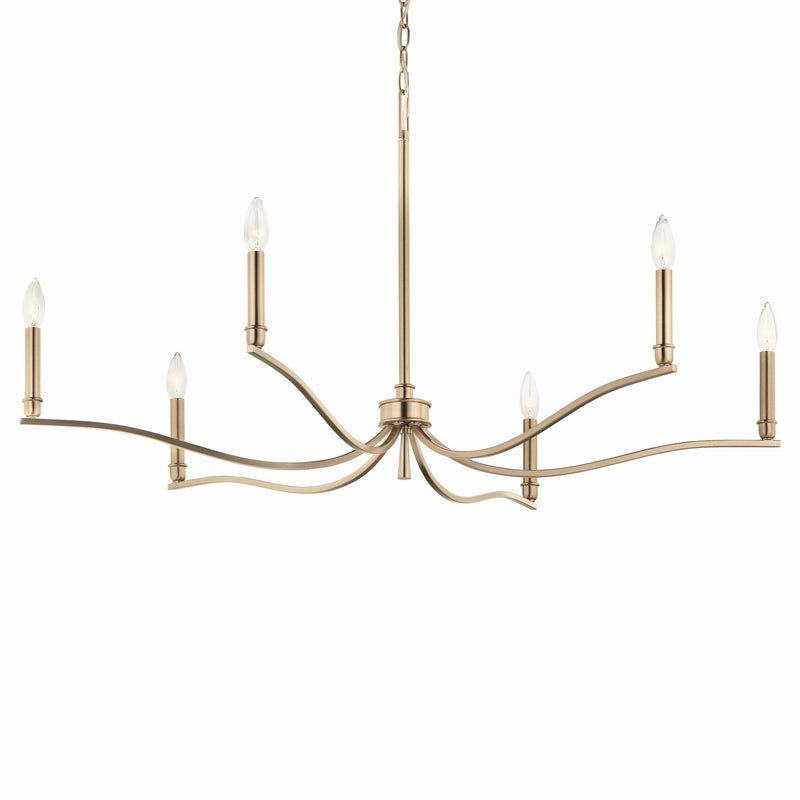 Kichler 52696CPZ Six Light Chandelier, Champagne Bronze