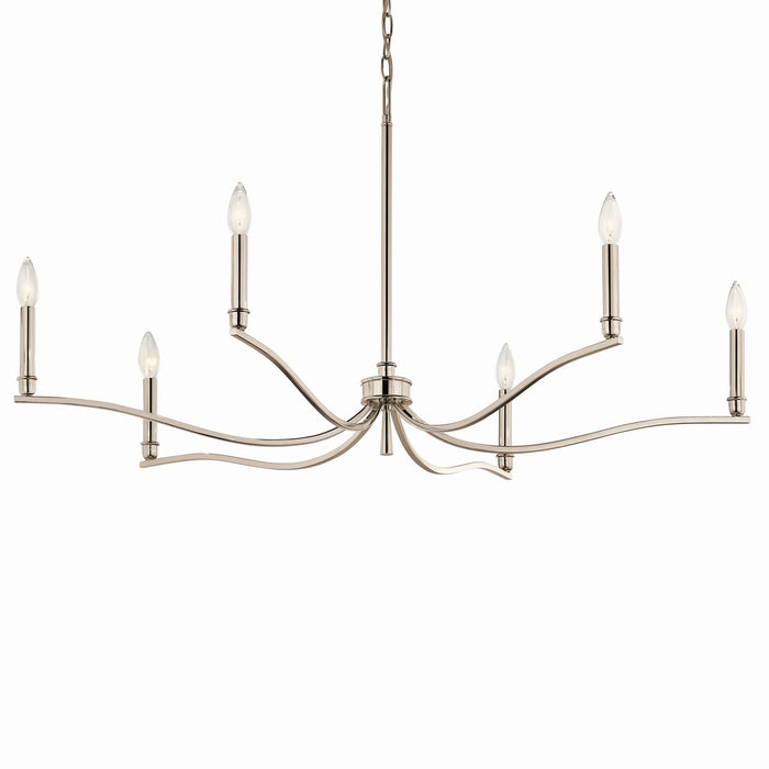 Kichler 52696PN Six Light Chandelier, Polished Nickel