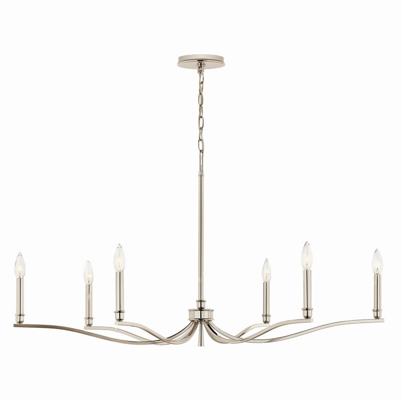 Kichler 52696PN Six Light Chandelier, Polished Nickel