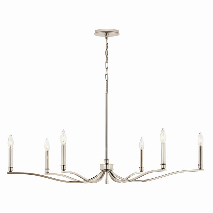 Kichler 52696PN Six Light Chandelier, Polished Nickel