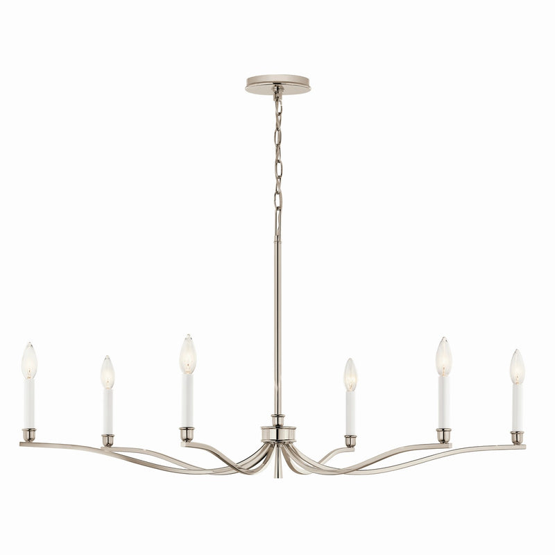 Kichler 52696PN Six Light Chandelier, Polished Nickel