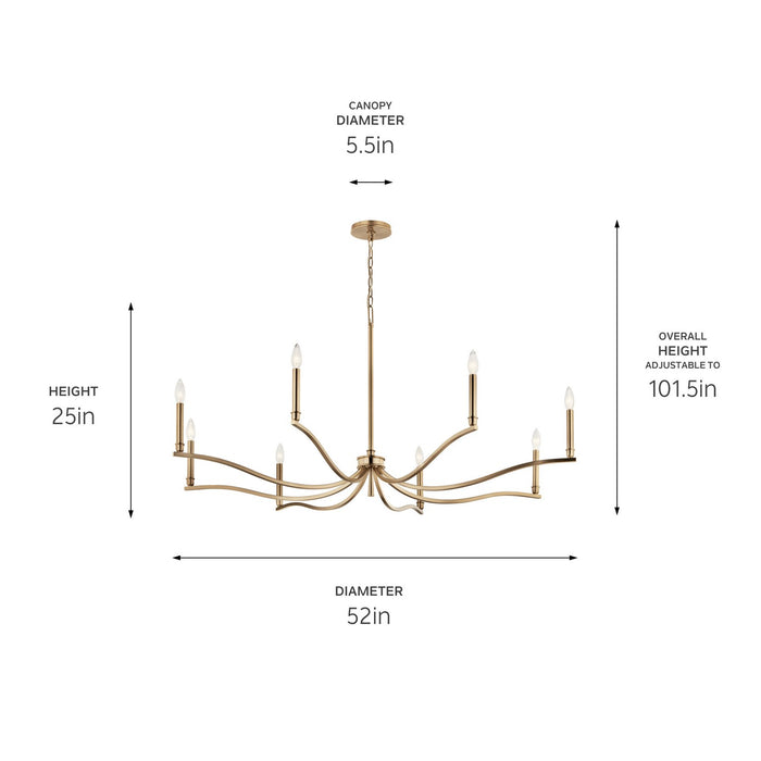 Kichler 52697CPZ Eight Light Chandelier, Champagne Bronze