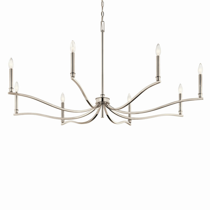 Kichler 52697PN Eight Light Chandelier, Polished Nickel