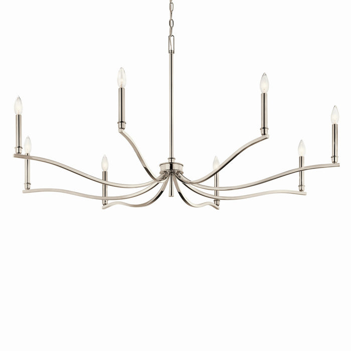 Kichler 52697PN Eight Light Chandelier, Polished Nickel