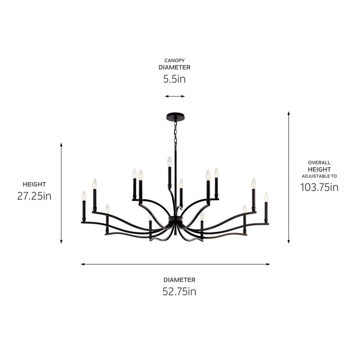 Kichler 52698BK 14 Light Chandelier, Black