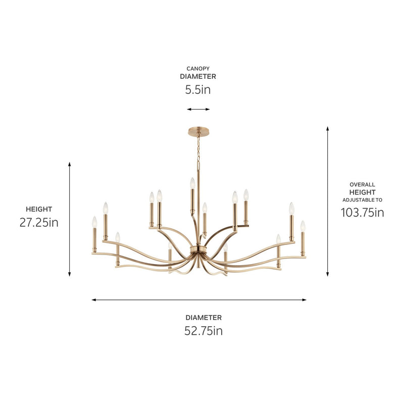 Kichler 52698CPZ 14 Light Chandelier, Champagne Bronze