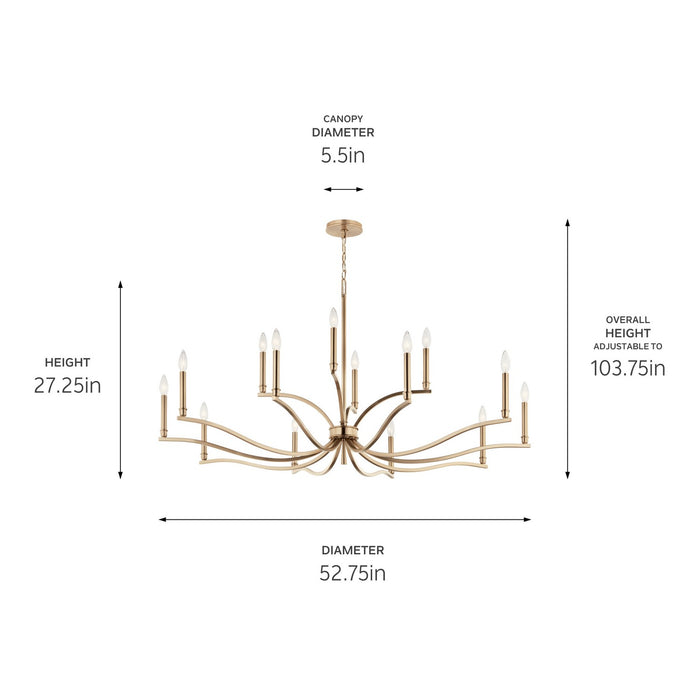 Kichler 52698CPZ 14 Light Chandelier, Champagne Bronze