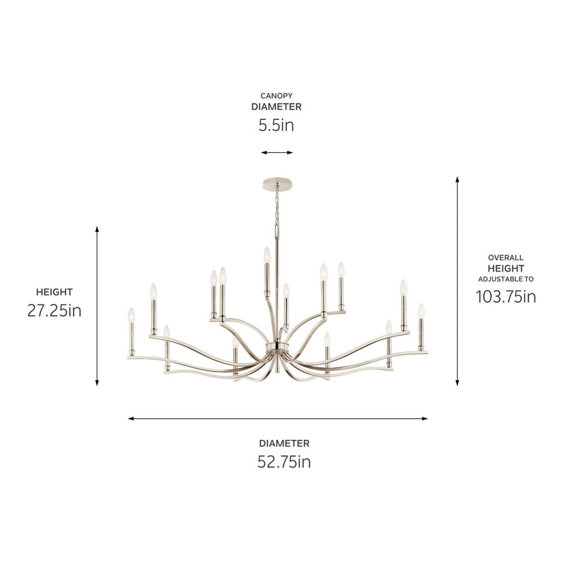 Kichler 52698PN 14 Light Chandelier, Polished Nickel