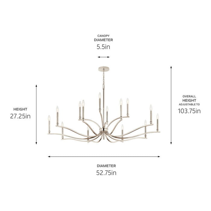 Kichler 52698PN 14 Light Chandelier, Polished Nickel