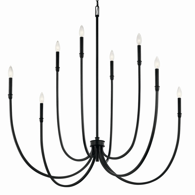 Kichler 52699BK Eight Light Foyer Chandelier, Black